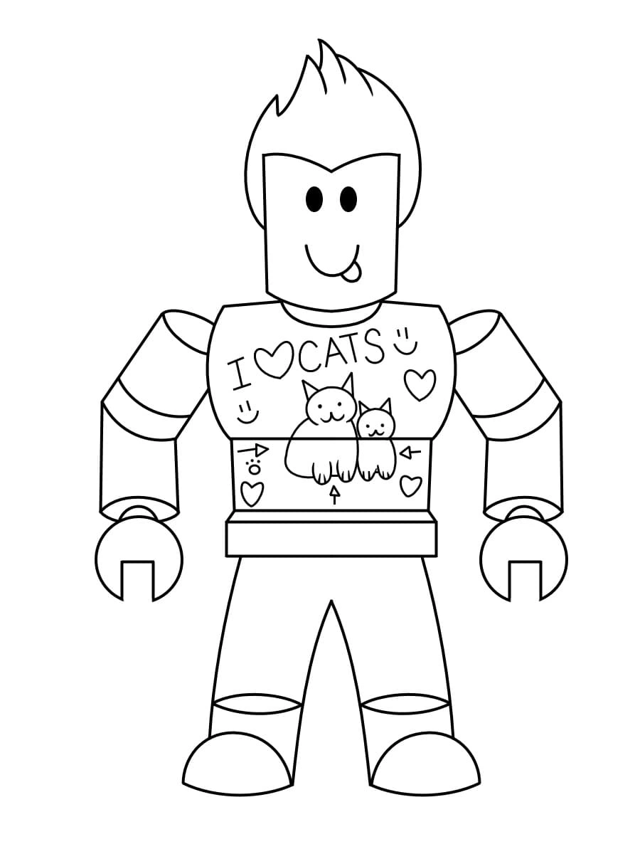 Kolorowanka Roblox w koszulce z kotami